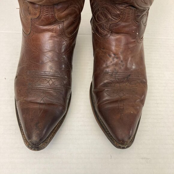 Vintage Code West USA Brown Leather Western Cowboy Boots Womens 7 Pointed Toe - Picture 10 of 16